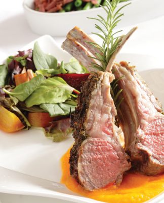 Herb-Crusted Baby Lamb Chops with Butternut Squash Purée
