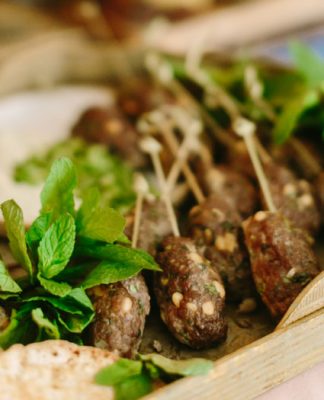 Lamb skewers with Mint Tzatziki and toasted pita