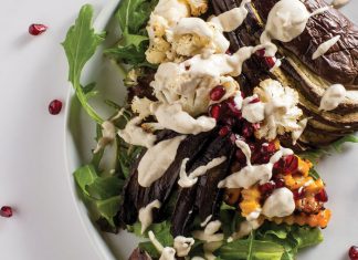 Roasted Veggie Salad with Tahini-Yogurt dressing