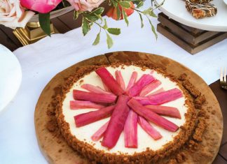 Vanilla Bean Cheesecake Tart with Roasted Rhubarb