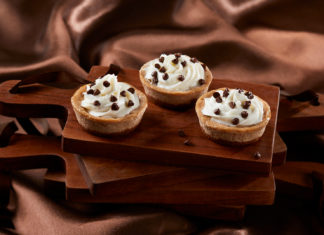 Hot Chocolate Cheesecakes with mint whipped topping