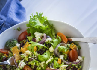 Warm Winter Quinoa Salad with Sweet Potatoes and Roasted Red Onions